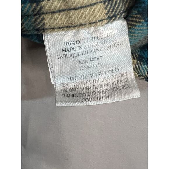 Red Head Brand Co Men’s Flannel Shirt Plaid Blue Beige Size Large - Picture 3 of 11